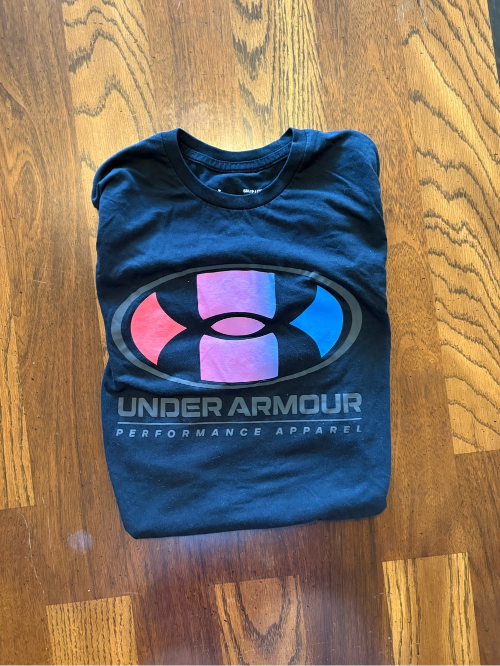 Under Armour Black Tee with Pink & Blue Gradient Logo